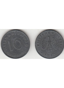 1943 10 Pfennig Svastica Zecca A BB+